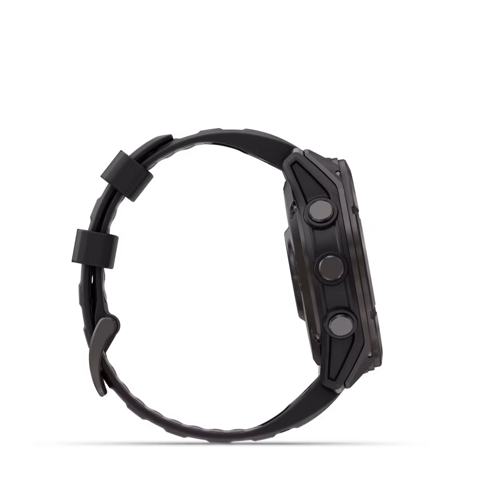 Garmin fēnix® 8 Pro – 51 mm, AMOLED Sapphire, Karbongrå DLC-titan med sort/steingrå silikonrem