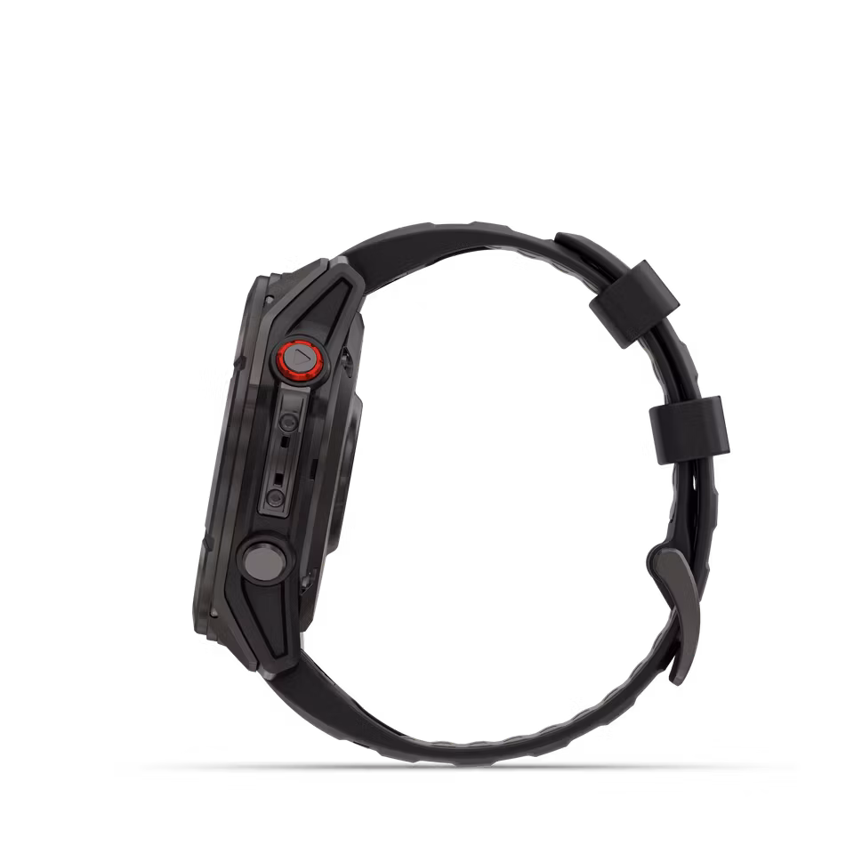 Garmin fēnix® 8 Pro – 51 mm, AMOLED Sapphire, Karbongrå DLC-titan med sort/steingrå silikonrem