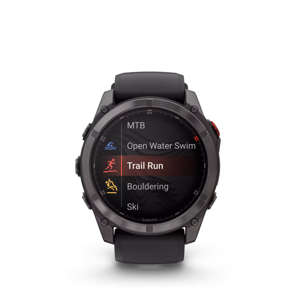 Garmin fēnix® 8 Pro – 51 mm, AMOLED Sapphire, Karbongrå DLC-titan med sort/steingrå silikonrem