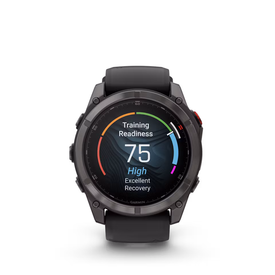 Garmin fēnix® 8 Pro – 51 mm, AMOLED Sapphire, Karbongrå DLC-titan med sort/steingrå silikonrem