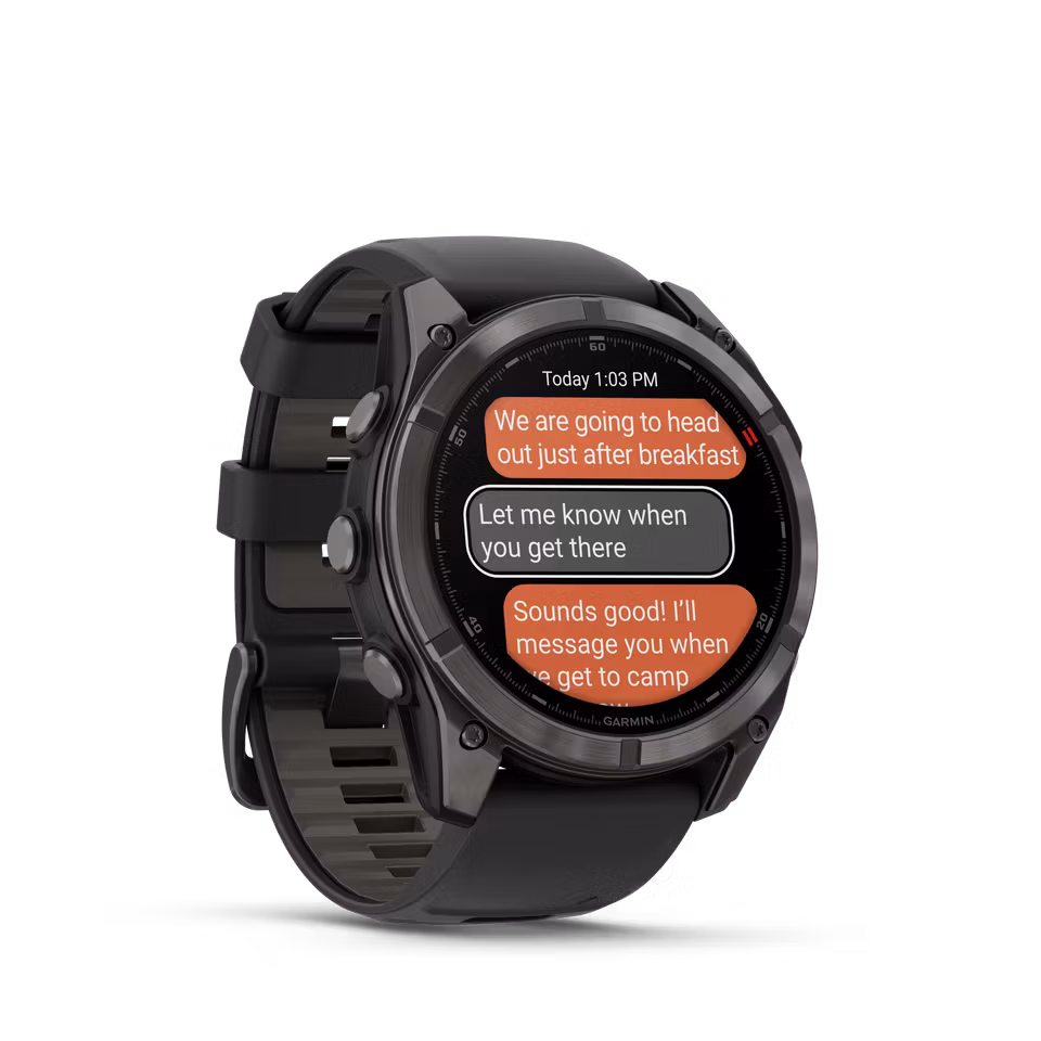 Garmin fēnix® 8 Pro – 51 mm, AMOLED Sapphire, Karbongrå DLC-titan med sort/steingrå silikonrem