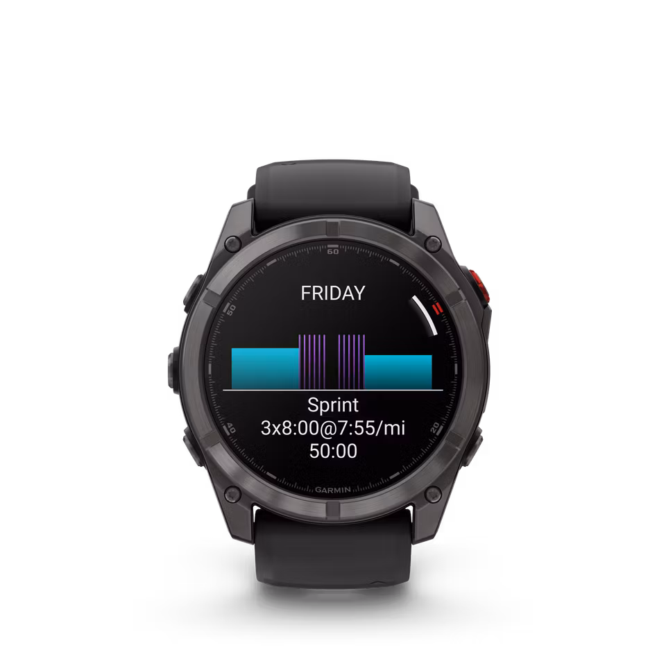 Garmin fēnix® 8 Pro – 51 mm, AMOLED Sapphire, Karbongrå DLC-titan med sort/steingrå silikonrem