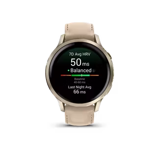 Garmin Venu® 4 - 41 mm Lunar Gold med Bone-silikonrem og lys sandfarget skinnrem