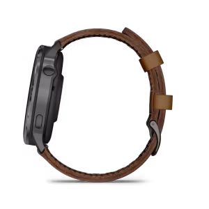 Garmin Venu® 4 - 45 mm Skifergrå med sort silikonrem og brun skinnrem