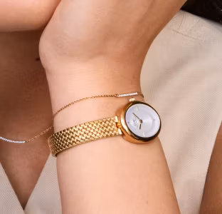 Daniel Wellington Juliette Braided Mesh Gullfarget / Hvit 20x26mm