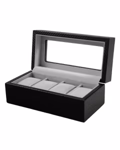 KLOKKEBOKS FOR 4 STK. SORT MDF M/VINDU