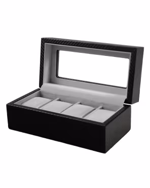 KLOKKEBOKS FOR 4 STK. SORT MDF M/VINDU