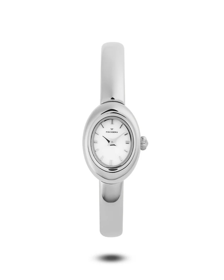 Mockberg Belle Oval Petite Bangle Watch Stål / Hvit / Small