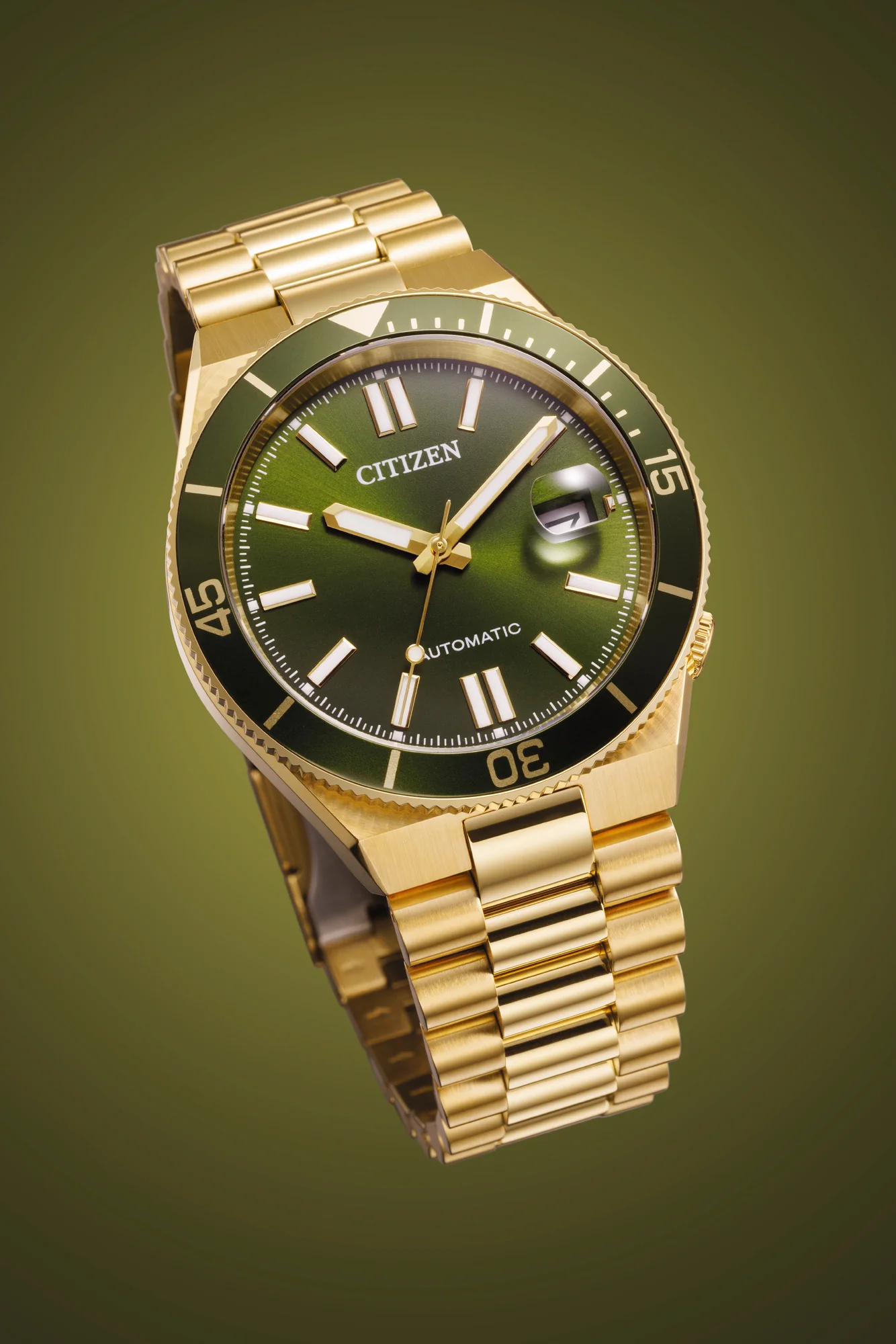 Citizen Tsuyosa Shore Automatic herreklokke i gullfarget stål (40mm) - CI NJ0232-53X