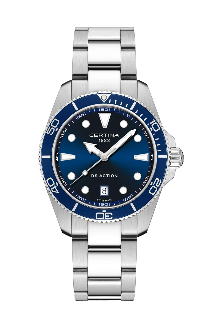 Certina DS Action 40mm Men watch ∙ Quartz ∙ Blue ∙ 316L stainless steel  Reference: C048.410.11.041.00