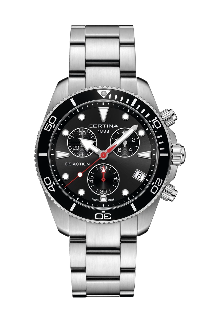 Certina DS Action Chrono Men watch ∙ Quartz ∙ Black ∙ 316L stainless steel  Reference: C048.417.11.051.00