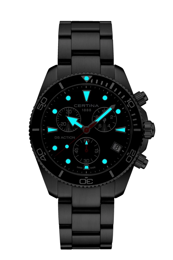 Certina DS Action Chrono Men watch ∙ Quartz ∙ Black ∙ 316L stainless steel  Reference: C048.417.11.051.00