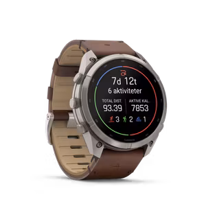 Garmin fēnix® 9 Pro – inReach®, 51mm Titan med valnøttfarget skinnrem