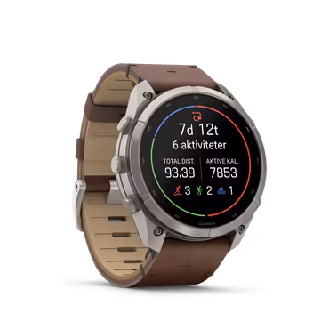Garmin fēnix® 9 Pro – inReach®, 51mm Titan med valnøttfarget skinnrem