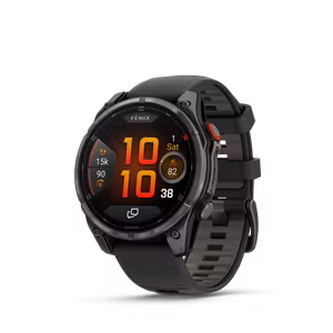 Garmin fēnix 8 Pro – 47 mm, AMOLED Sapphire, Karbongrå DLC-titan med sort/steingrå silikonrem