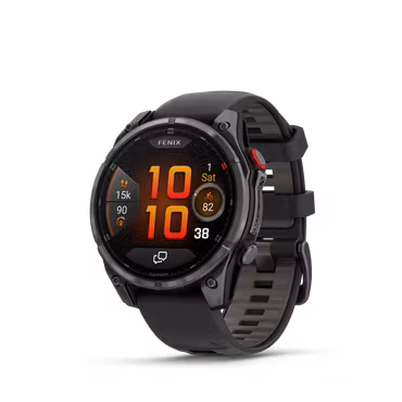 Garmin fēnix 8 Pro – 47 mm, AMOLED Sapphire, Karbongrå DLC-titan med sort/steingrå silikonrem