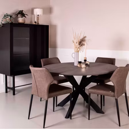 Rund bordskiva Boston Ø128 Ek, Gråoljad