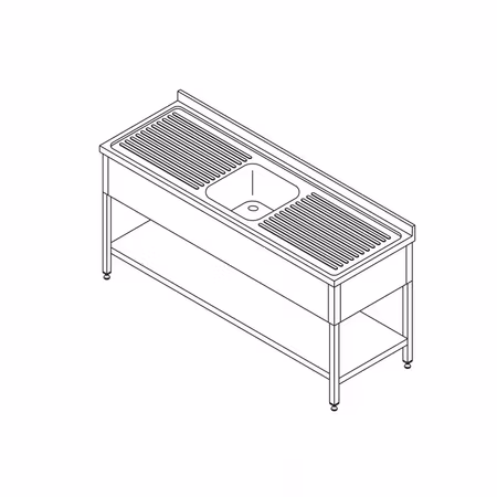 Diskbänk - underhylla, bakkant - 160x60 cm