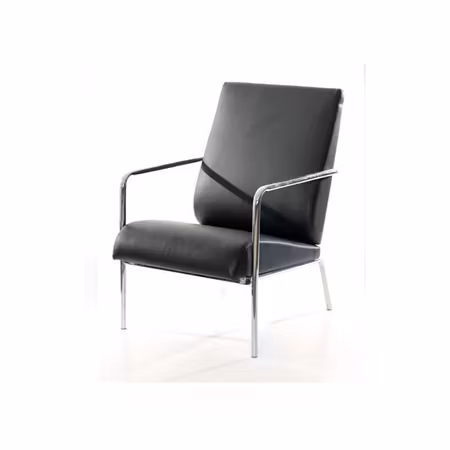 Fåtölj Bengt Svart konstläder kromade ben