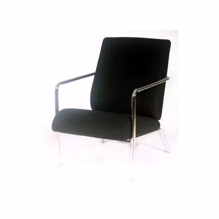 Fåtölj Bengt Svart tyg kromade ben