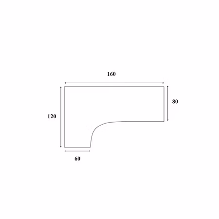 Skrivbordsskiva kombi vänster 160/120x80x60 cm