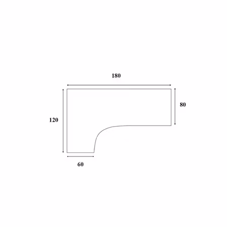 Skrivbordsskiva kombi vänster 180/120x80x60 cm