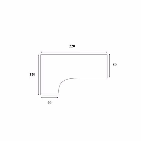 Skrivbordsskiva kombi vänster 220/120x80x60 cm