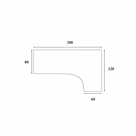 Skrivbordsskiva kombi höger 200/120x80x60 cm