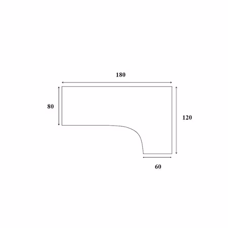 Skrivbordsskiva kombi höger 180/120x80x60 cm