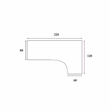 Skrivbordsskiva kombi höger 220/120x80x60 cm