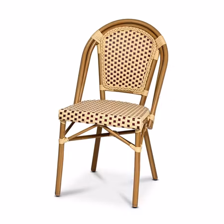 Paris stol, vinröd-creme, bambu