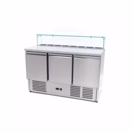 Kallskänksbänk 3 dörrar - 136,5cm - 400L - glasöverdel