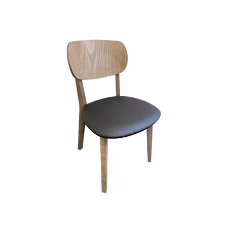 Stol Kuni brunoljad valnöt svart konstläder