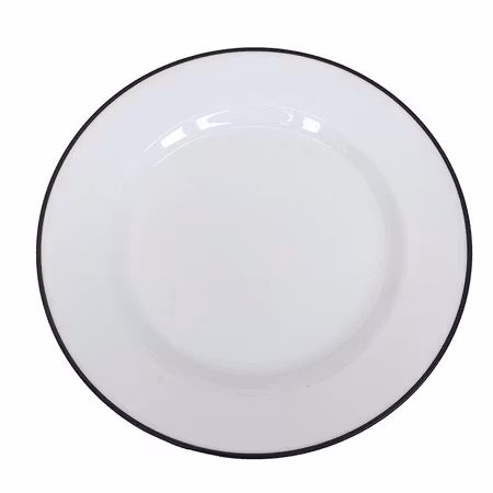 Tallrik flat rund vit med svart rand 19cm