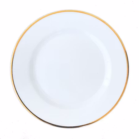 Tallrik flat rund vit med guldrand 19cm