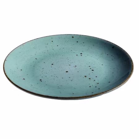 Tallrik flat rund handmålad turkos 28cm