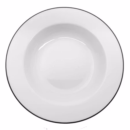 Tallrik djup rund vit med svart rand 29cm