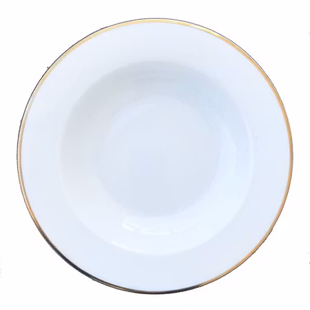 Tallrik djup rund vit med guldrand 29cm