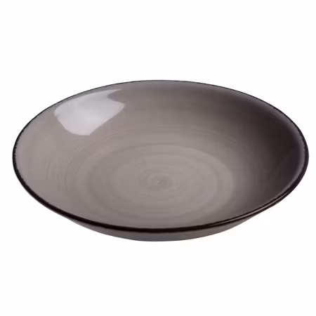 Tallrik djup rund handmålat beige 23cm