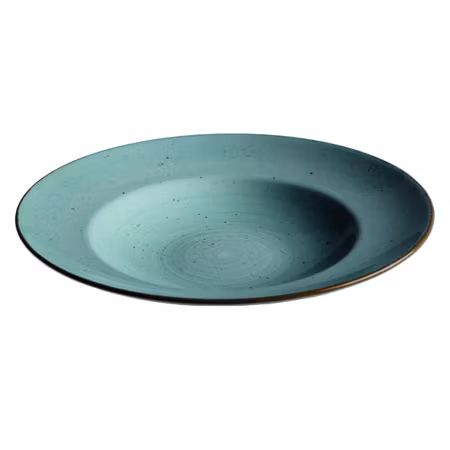 Tallrik djup rund handmålat turkos 29cm