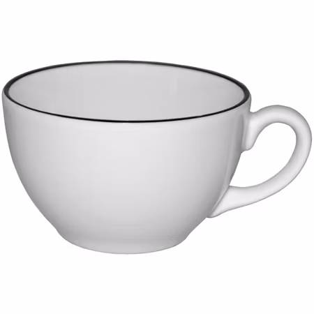Kaffekopp vit med svart rand  25cl