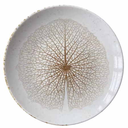 Tallrik flat rund 28 cm med dekor av löv 2