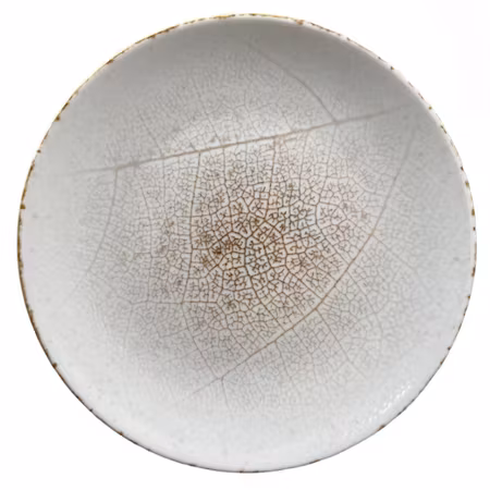 Tallrik flat rund 28 cm med dekor av löv 5