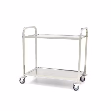 Serveringsvagn i rostfritt stål - 2 hyllor
