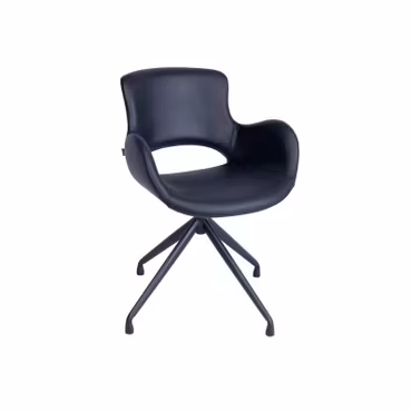 Stol Lunar svart äkta läder