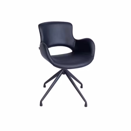 Stol Lunar svart äkta läder