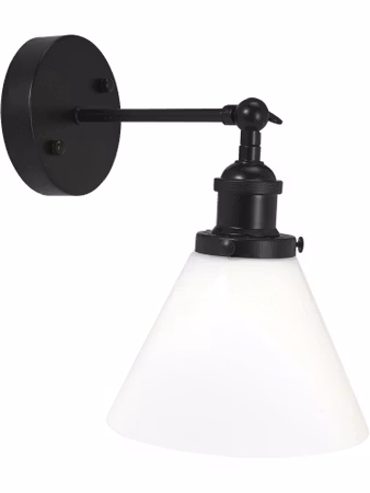 Lambda vägglampa Svart, Opal 18cm