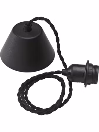 Takupphänge tvinnad Svart sladd 1,2m