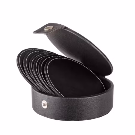 Visby Glasunderlägg 6-pack svart konstläder ø 10 cm