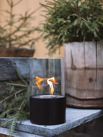 Sundby Lykta rund svart bioetanol höjd 28 cm